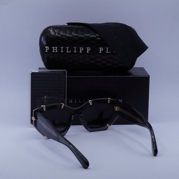 Philipp Plein SPP099V Supreme Star 0819 Sunglasses Grey/Gold Cat Eye Frame - Picture 10 of 10
